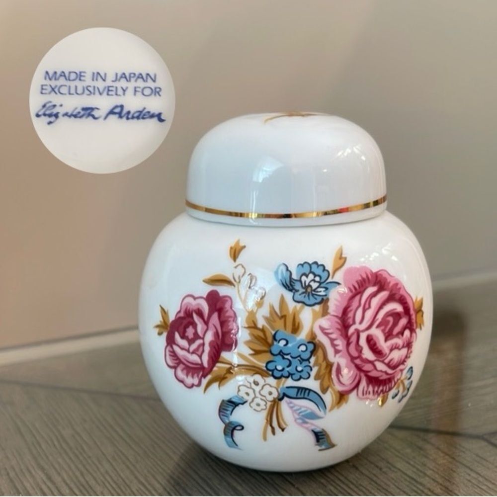 Vintage Elizabeth Arden Candle Floral Porcelain Ginger Jar